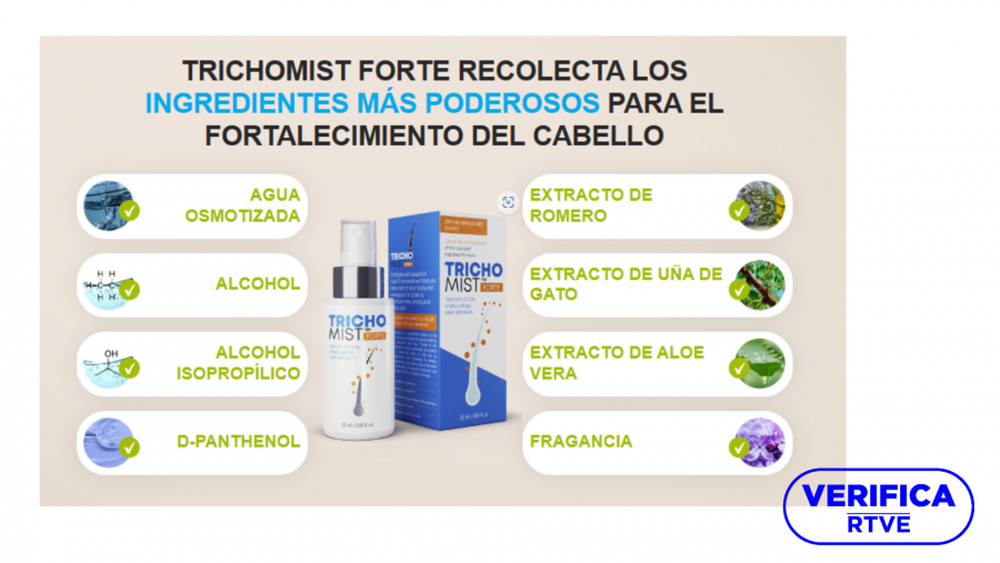 Captura de la página web donde se describen los ingredientes de este falso remedio