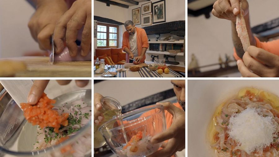 El chef Gonzalo D'ambrosio prepara paso a paso ceviche de salmonete