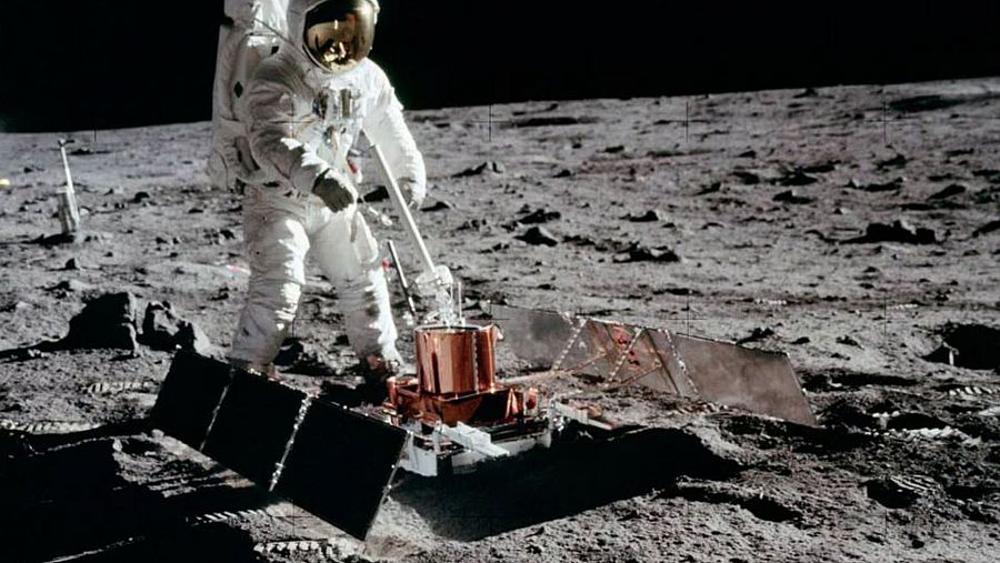 Recreación de la llegada del hombre a la Luna en 1969
