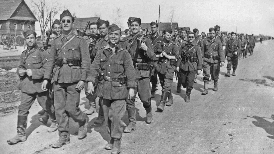 Combatents espanyols integrats a la Wehrmacht, amb uniforme alemany