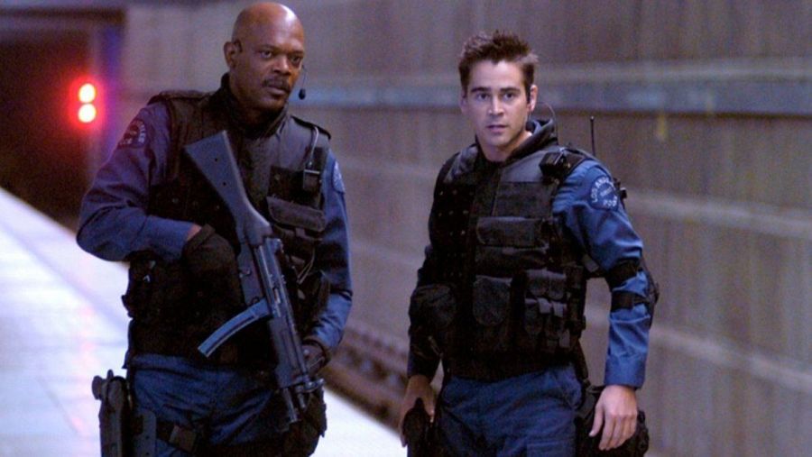 Samuel L Jackson con Colin Farrell en S.W.A.T.