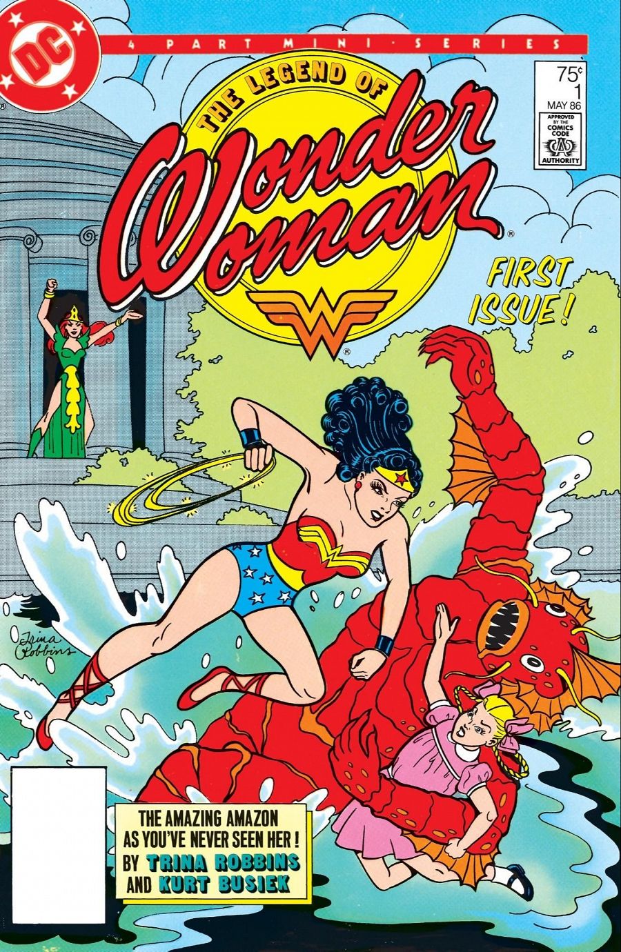 Portada de Wonder Woman dibujada por Trina Robbins. DC Comics