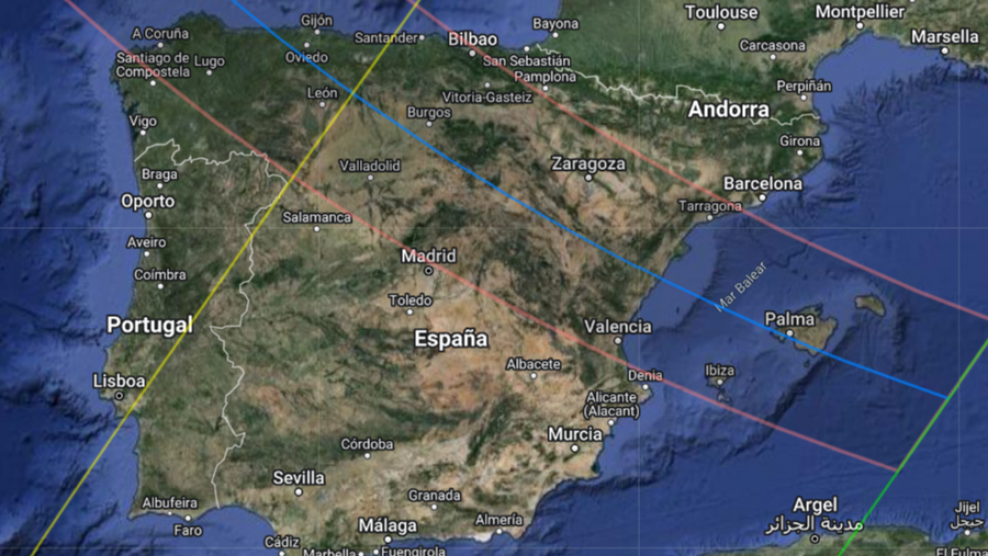 Mapa de visión del eclipse de 2026