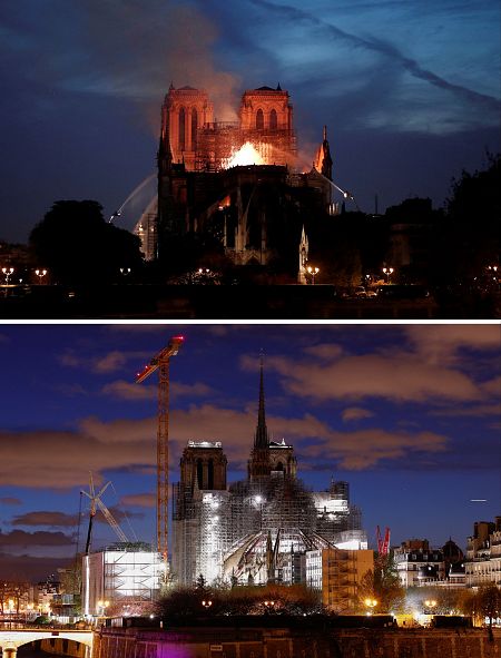 Cinco años después del incendio, la aguja de la catedral de Notre-Dame de París vuelve a ser visible