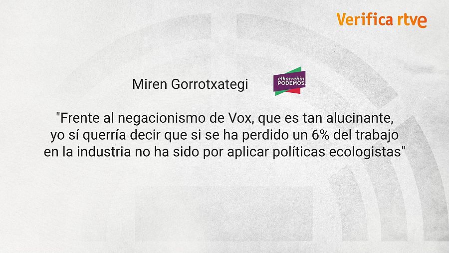 Declaraciones de la candidata de Elkarrekin Podemos sobre el empleo industrial