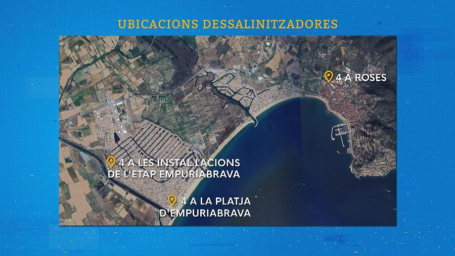 Ubicacions de les noves dessalinitzadores a la Costa Brava