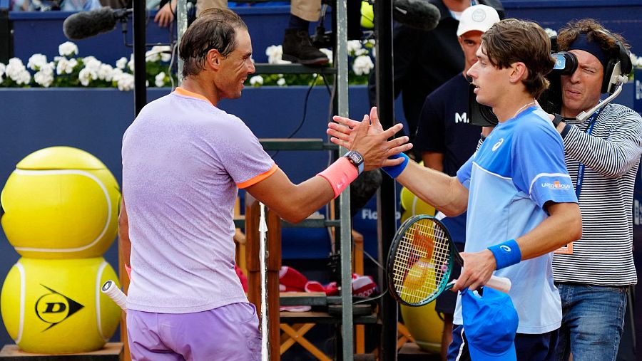 Álex de Miñaur y Rafa Nadal durante el Torneo Conde de Godó