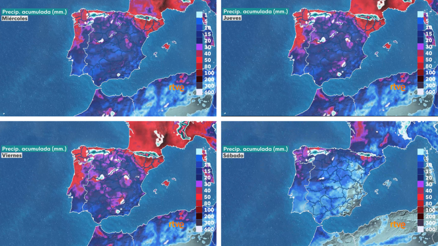 Gráfico sobre las acumulación de precipitaciones entre el 26 de abril y 4 de mayo