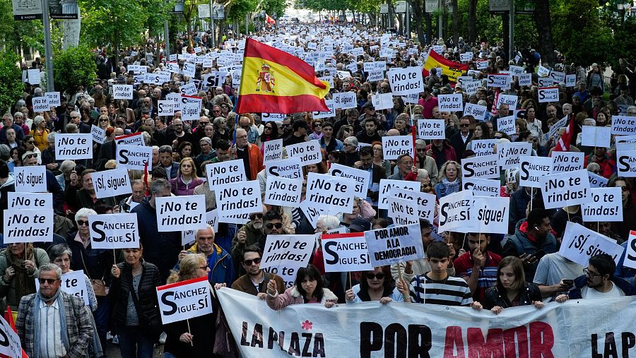Manifestación en Madrid en apoyo a Pedro Sánchez