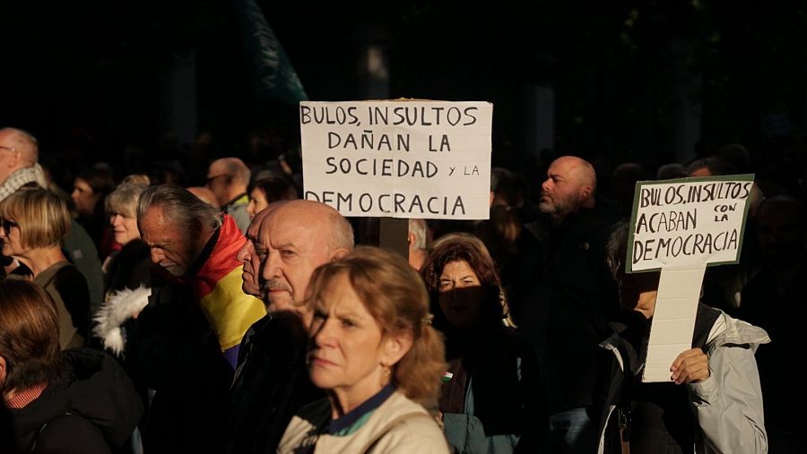 Momento de la manifestación en la víspera del anuncio de Sánchez