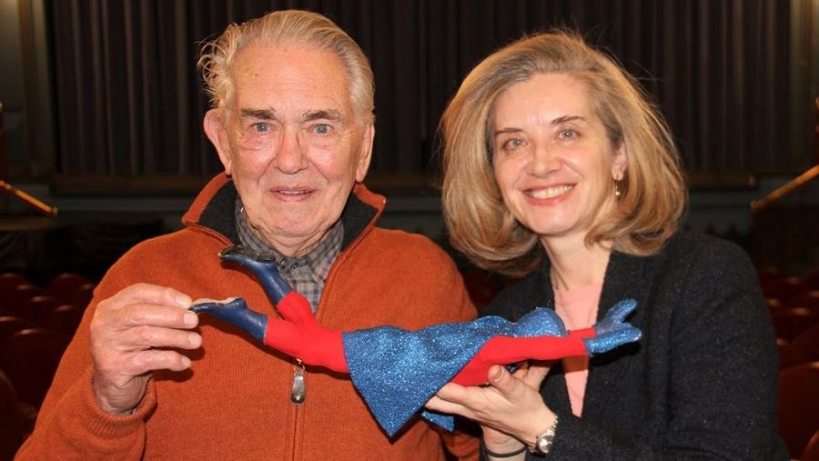 Juan Mariné con Isabel Piquer en el Cine Doré, Filmoteca Española, tras la proyección de Supersonic Man. Créditos: Josep Mª Queraltó
