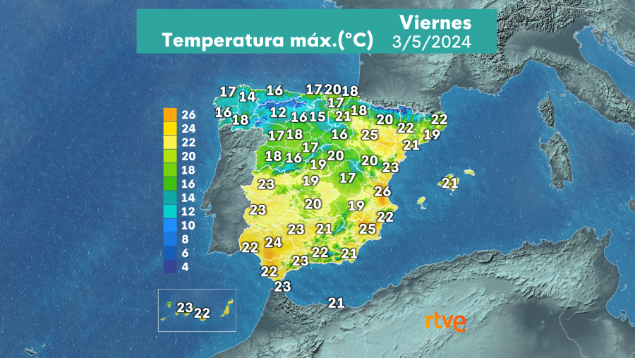 Temperaturas máximas del 03/05/2024