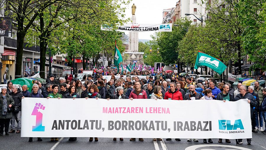 Mejores imágenes del Día del Trabajo 2024: el sindicato ELA ha marchado por las calles de Bilbao