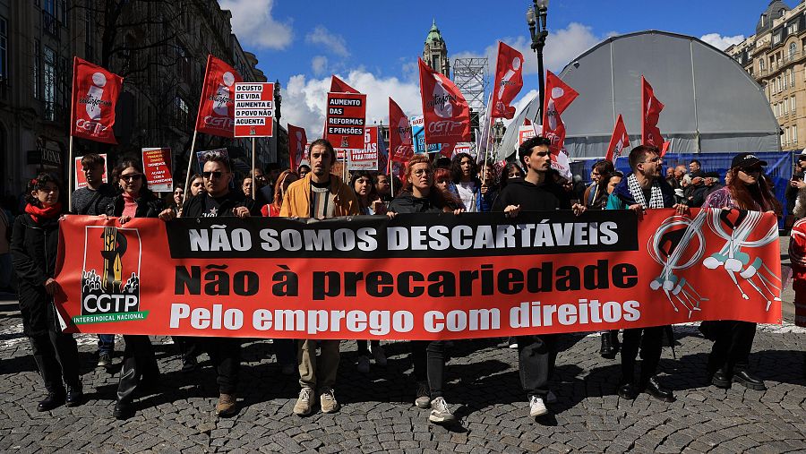 Trabajadores de Portugal se manifiestan el 1 de mayo pidiendo mejores salarios y condiciones dignas