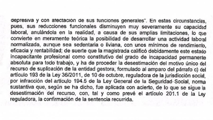 Parte de la sentencia del TSJCat