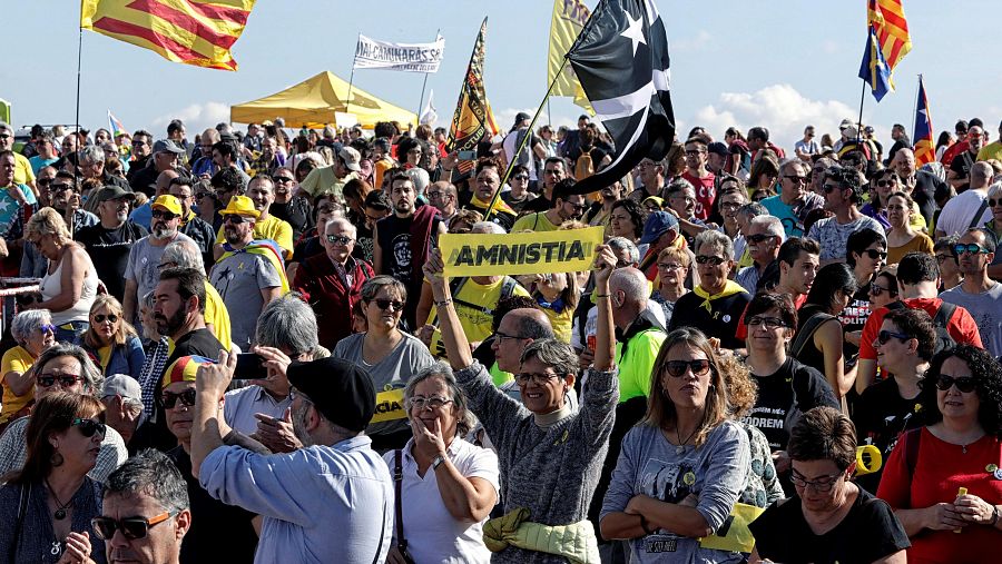 Acto de campaña de ERC frente a la cárcel de Lledoners, en 2019