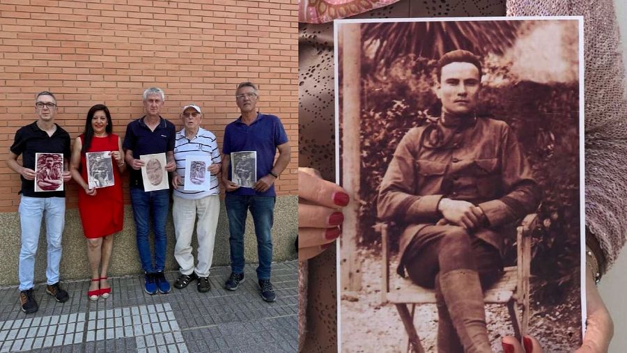 A la izquierda una foto familiar, a la derecha retrato de José Manuel Andrino