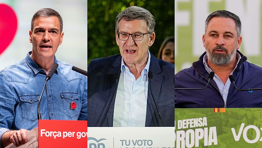 Pedro Sánchez, Alberto Núñez Feijóo y Santiago Abascal han estado este jueves en la campaña catalana
