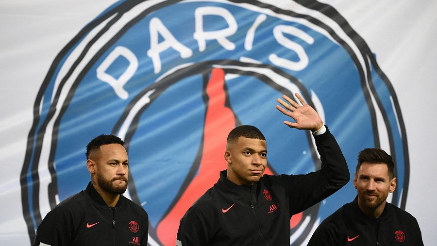 Neymar, Kylian Mbappe y Leo Messi, con el Paris Saint-Germain