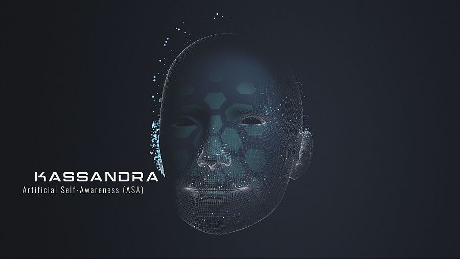 imagen de ordenador de un dibujo de un rostro sobre fondo azul oscuro