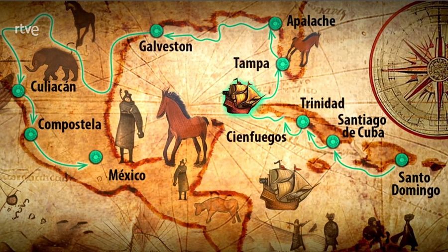 Recreación de la ruta de la expedición de Álvar Núñez Cabeza de Vaca