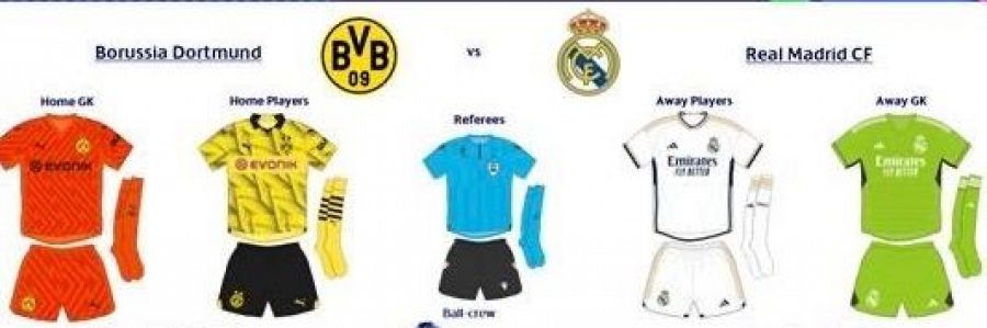 Así vestirán el Dortmund y el Real Madrid en la final de la Champions League 2024