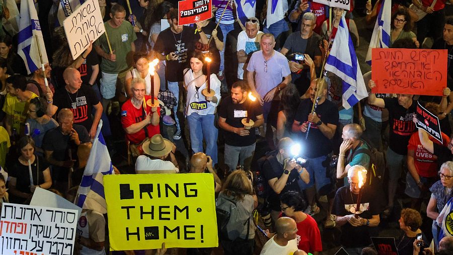 Protestas en Israel para pedir la vuelta de los secuestrados por Hamás