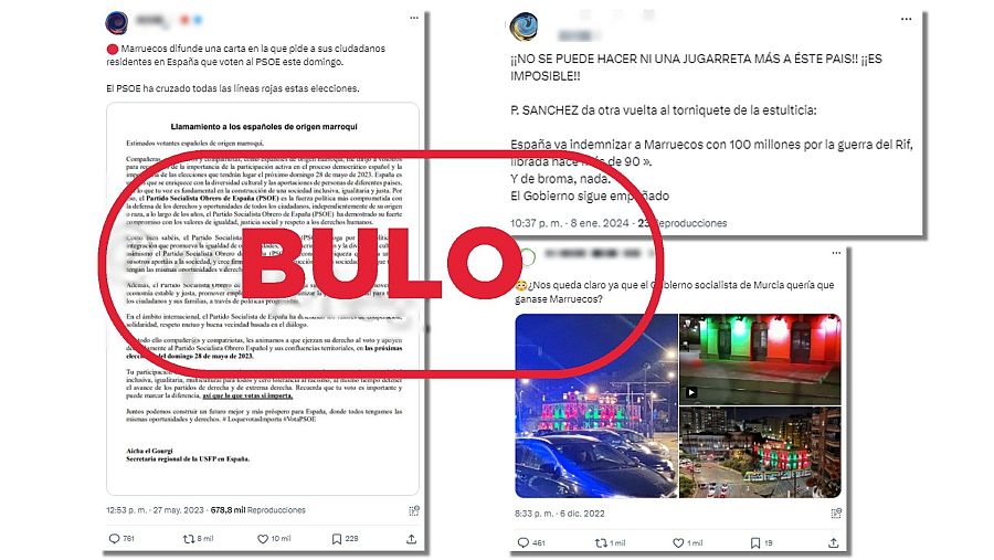 Mensajes de X que difunden la falsa idea de que los gobiernos progresistas velan más por los intereses marroquíes que por los españoles