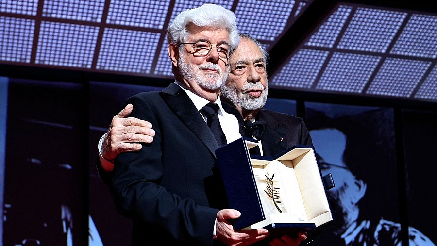 George Lucas, con la Palma de Honor, junto a Francis Ford Coppola