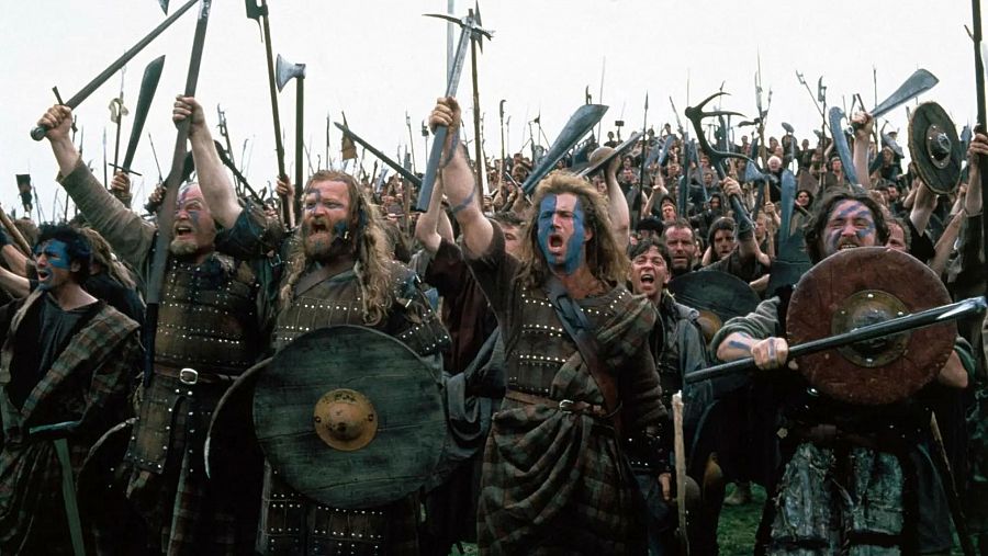 Gibson con los reservistas en 'Braveheart'