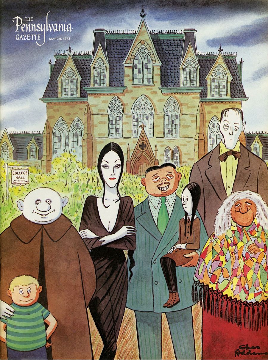 La familia Addams dibujada por su creador, Charles Addams