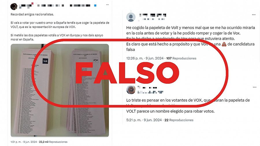 Mensajes falsos sobre el partido político Volt