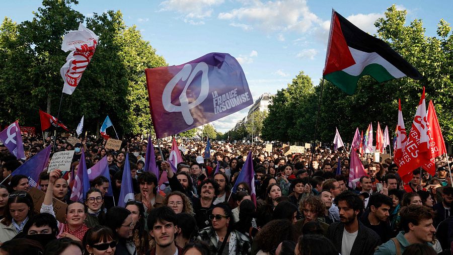 Manifestación en la Plaza de la República de París contra el auge de la extrema derecha