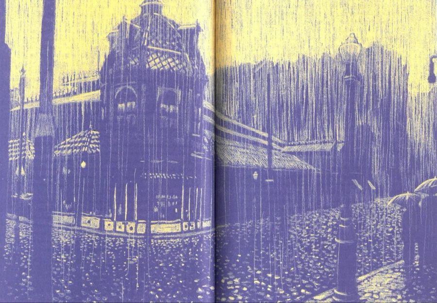 Lisboa bajo la lluvia, ilustración de António Jorge Gonçalves