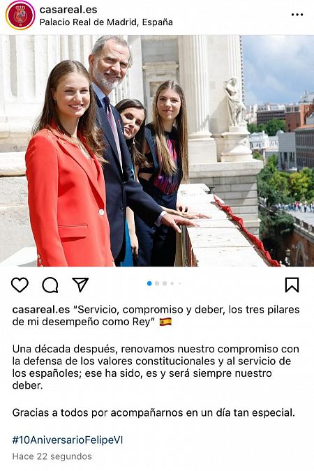 Primera publicación en Instagram de la Casa Real de España
