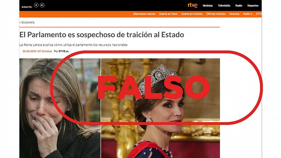 Página web que suplanta a RTVE y a la reina Letizia