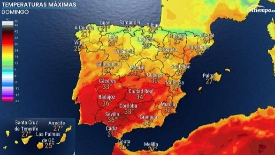 La estabilidad y el calor llegan el viernes y el suroeste de la Península registrará 38ºC el domingo