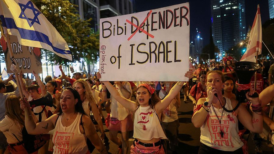 Protesta en Israel por la gestión de Netanyahu de la guerra