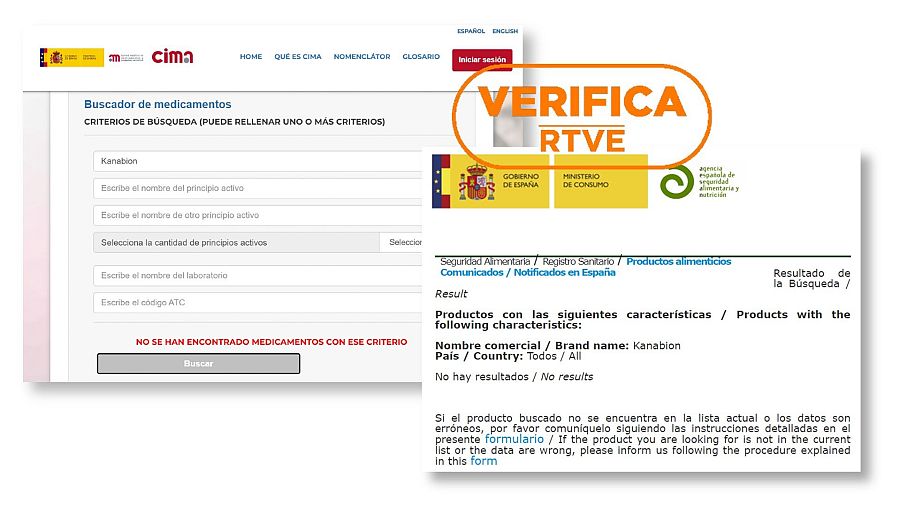 Búsquedas en AEMPS y AESAN con el producto 