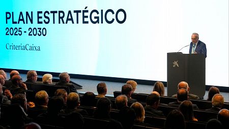 El presidente de CriteriaCaixa Isidro Fainé, en la presentación del plan estratégico de la compañía 2025- 2030