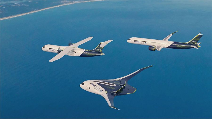 Tres modelos de aviones eléctricos y de hidrógeno de Airbus