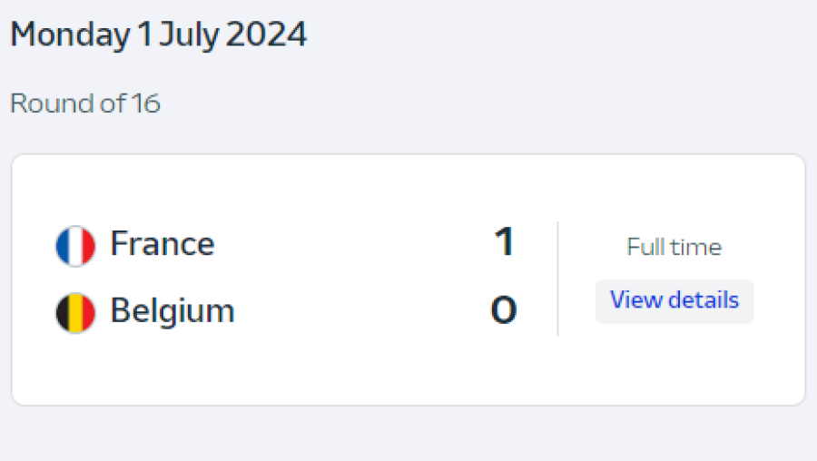 Resultado Francia - Bélgica