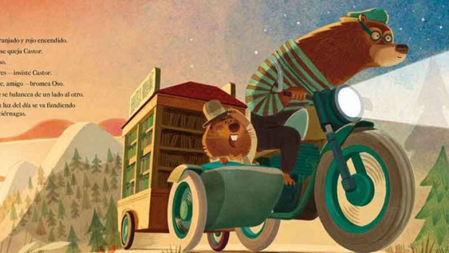 Ilustración de 'La niña y la biblioteca ambulante'