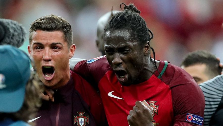 Éder celebrando junto a Cristiano Ronaldo (EFE)