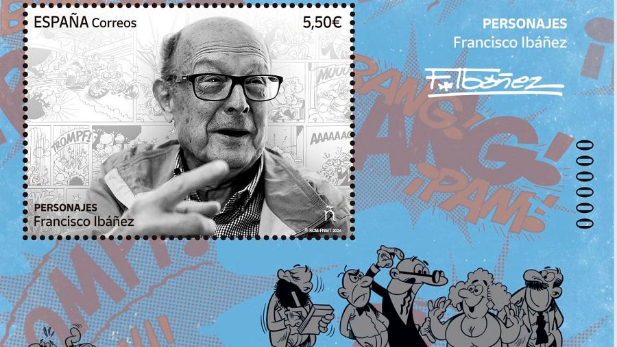 Criptosegell dedicat a Francisco Ibáñez, l'autor de 'Mortadel·lo i Filemó'.