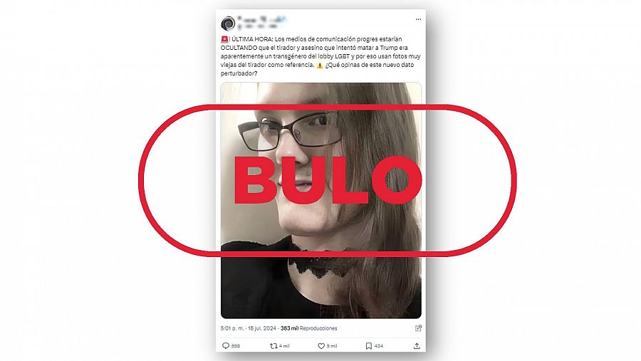 Mensaje de X que difunde la falsa idea de que el tirador es una mujer trans