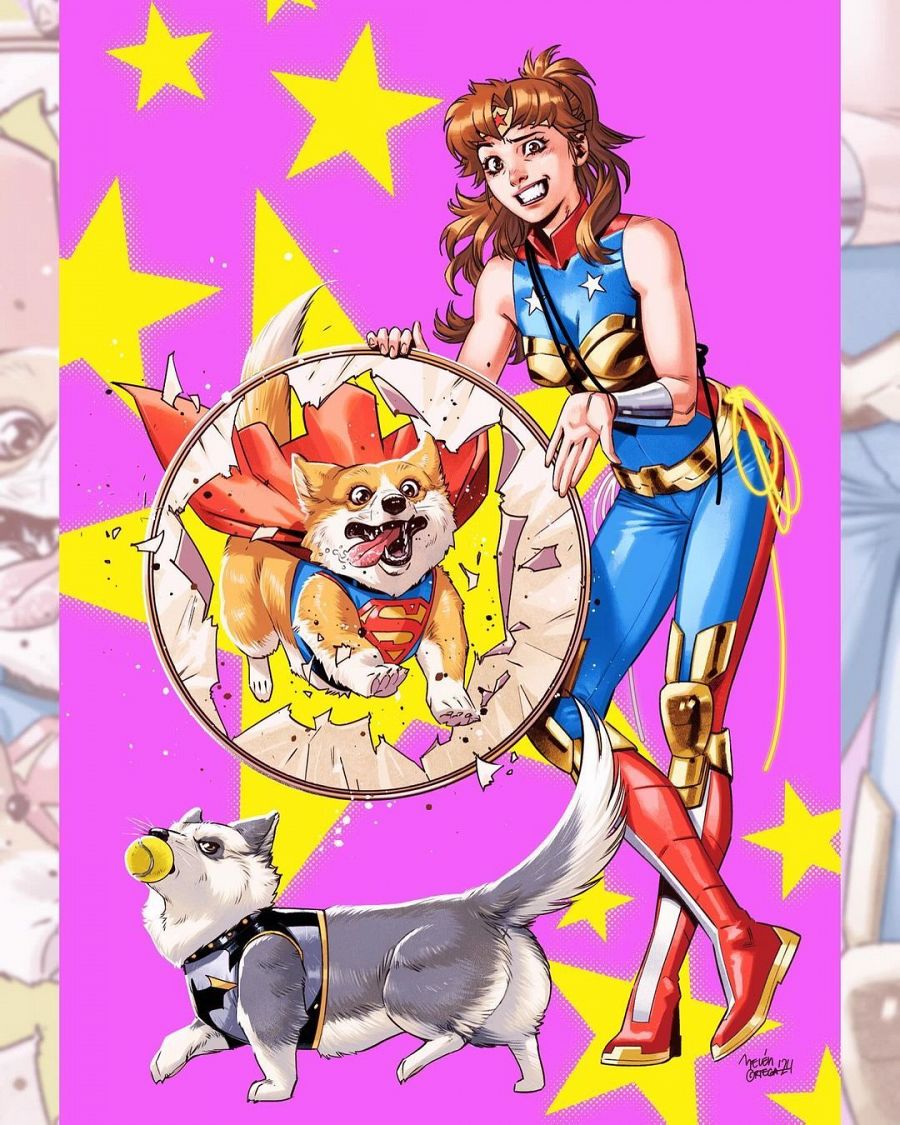 Portada variante de Trinity en la que podemos ver a Supercorgi y Damien