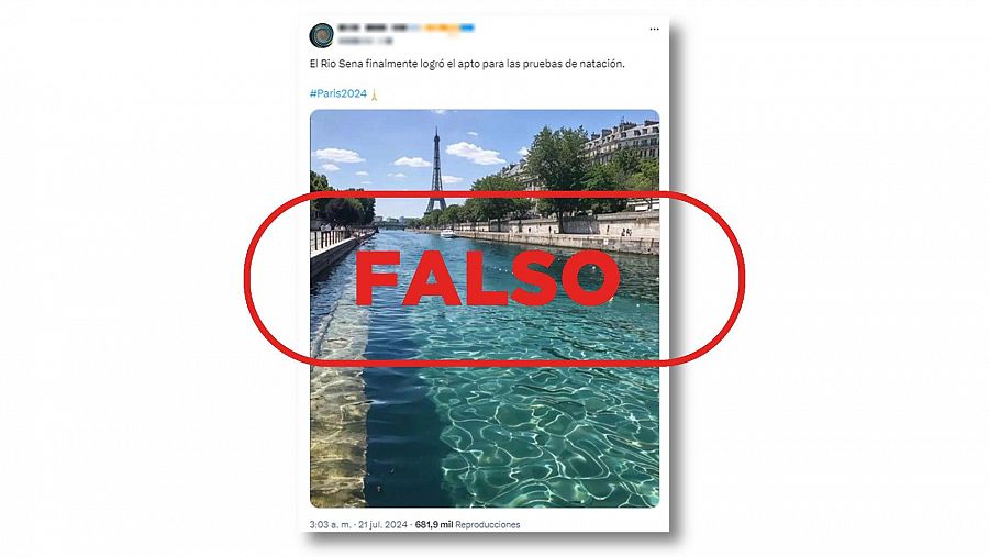 Mensaje de X que difunde la falsa idea que esta foto muestra el río Sena