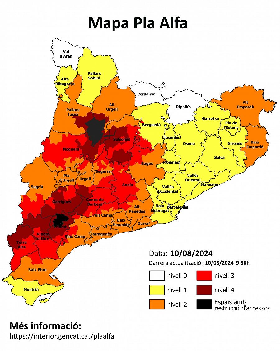 Mapa del risc d'incendi a Catalunya