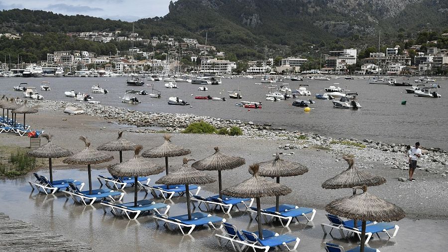 Vista de una zona inundada tras el reciente paso de una DANA, este jueves en el puerto de Sóller.